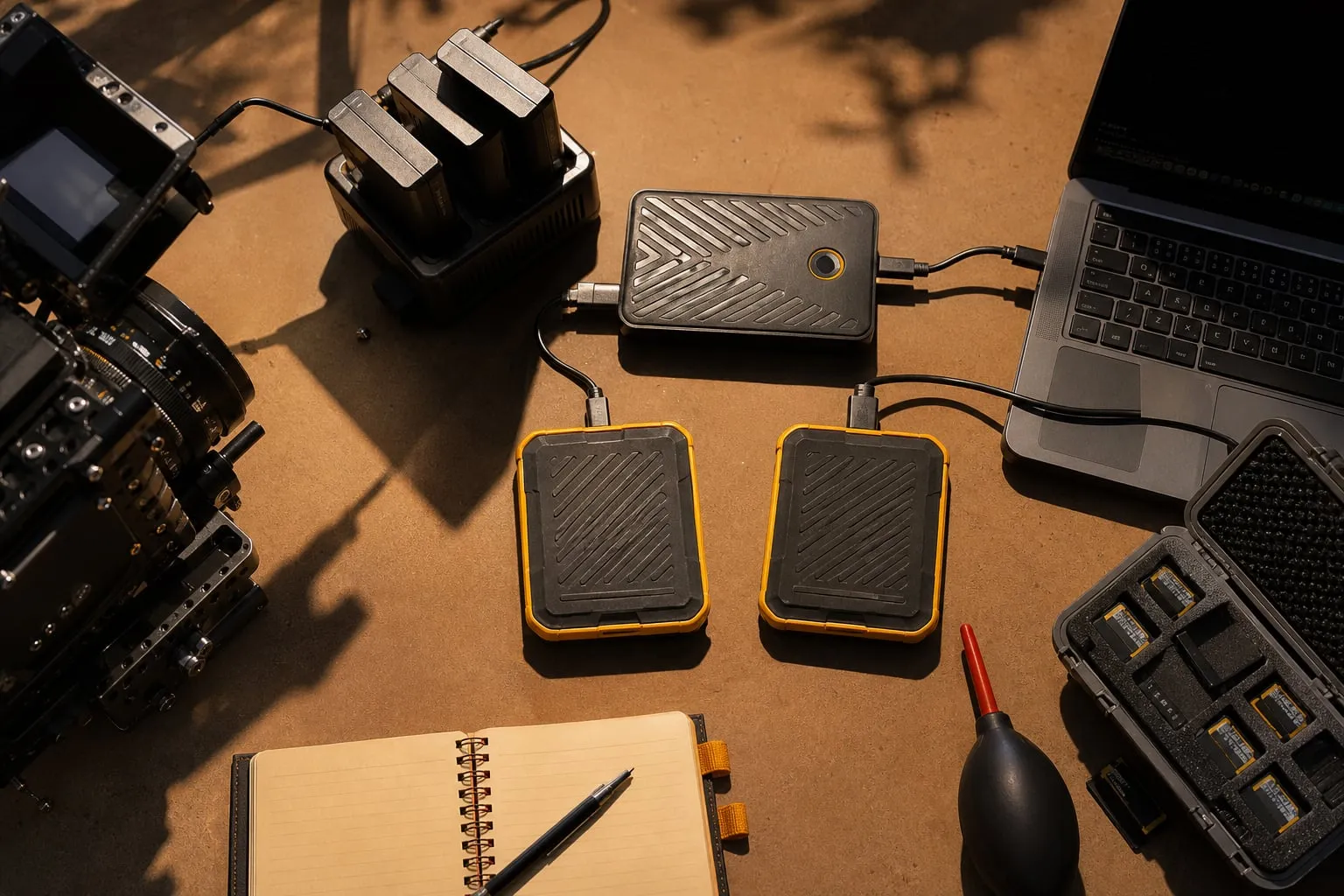 Backup de filmagem no set: 2 cópias sempre verificadas